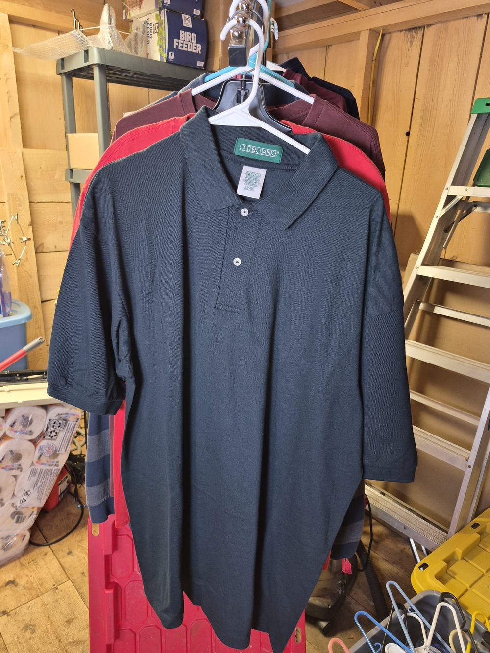Outer banks Men's Black Short-Sleeve Polo Shirt Bin 36